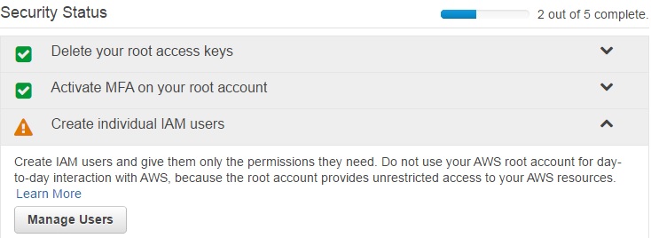 Security Status - IAM - AWS