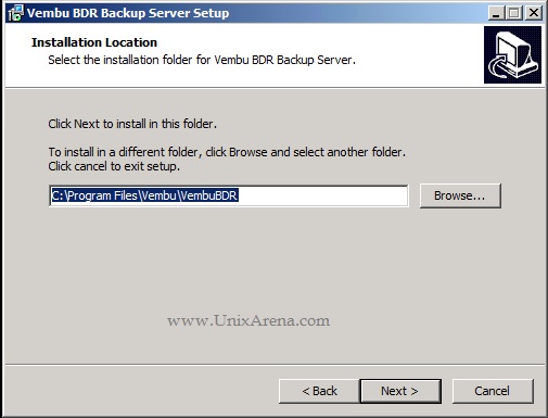 Vembu BDR install location 