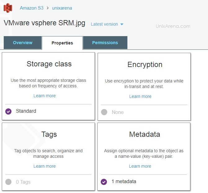 Object Properties - AWS S3