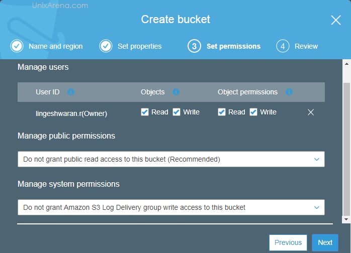 Permission - S3 Bucket AWS