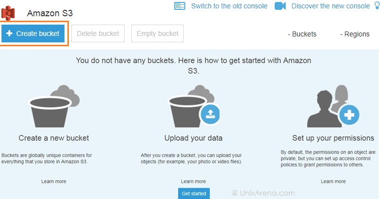 AWS S3 - Create new Storage Bucket 