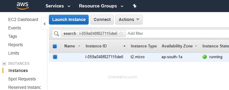 AWS instance status