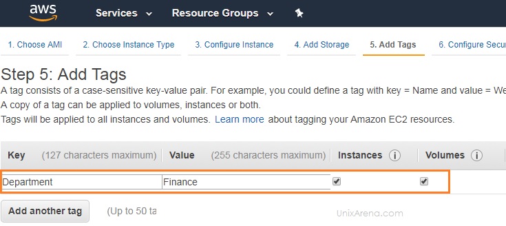 Add Tags to the AWS Instance