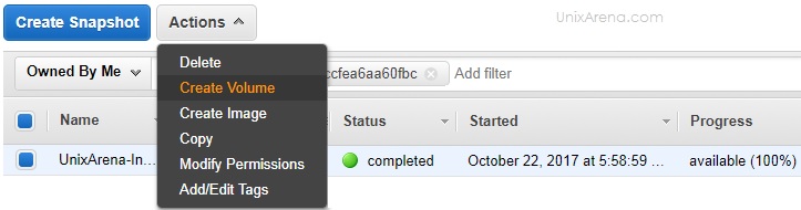 Create Volume from snapshot