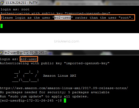 Login as ec2-user
