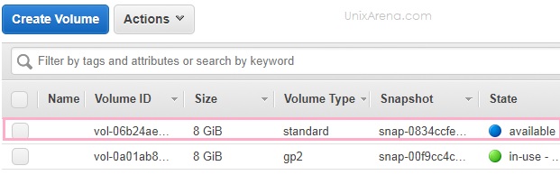New Volume created from Snapshot