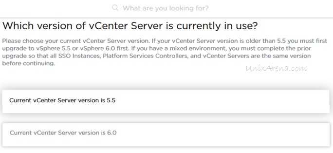 Select the Current version of vSphere