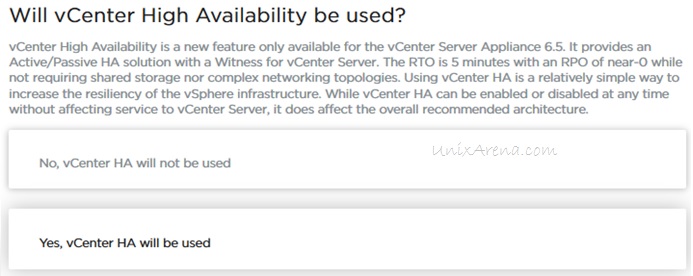 vCenter High Availability to used