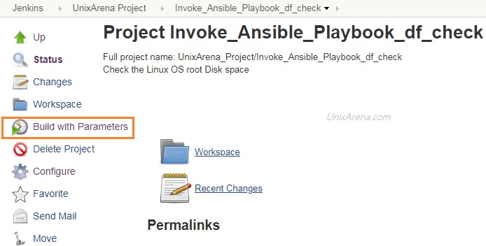 Build with Parameters - Jenkins - Ansible