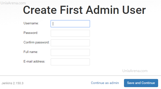 Create First Jenkins Admin user