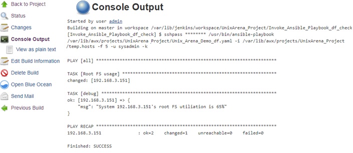 Jenkins Build Job - Ansible console output