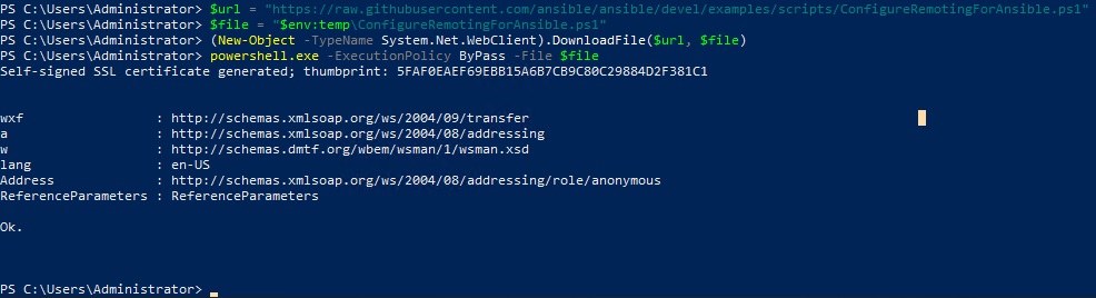 Ansible - Enable WinRM for windows server