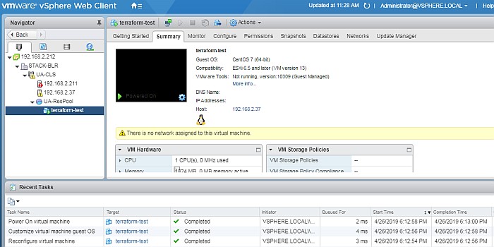 Terraform VM build - UnixArena - console