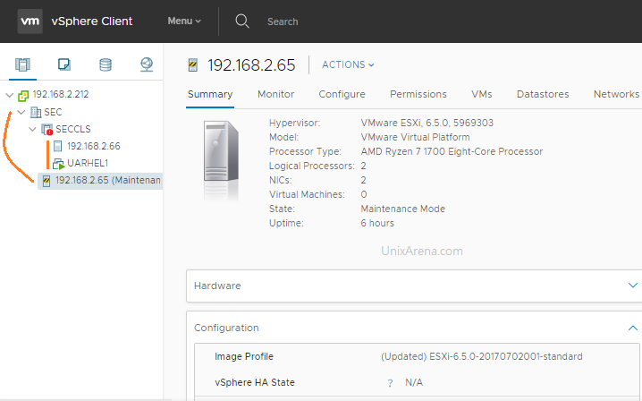 Drag the ESXi node Under virtual datacenter