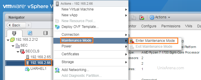 ESXi Host Maintenance Mode