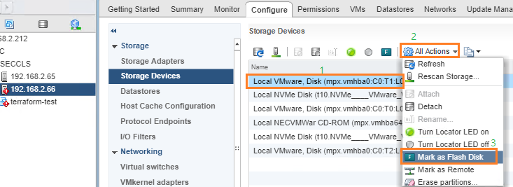 Mark the HDD as SSD - vSphere 6.5 - Flash Webclient