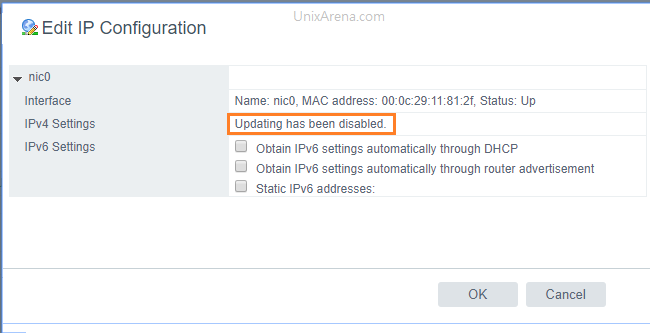 VCSA - ipv4 Updating disabled