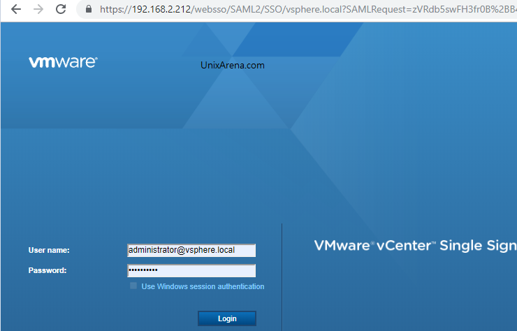 vCenter - Login Page