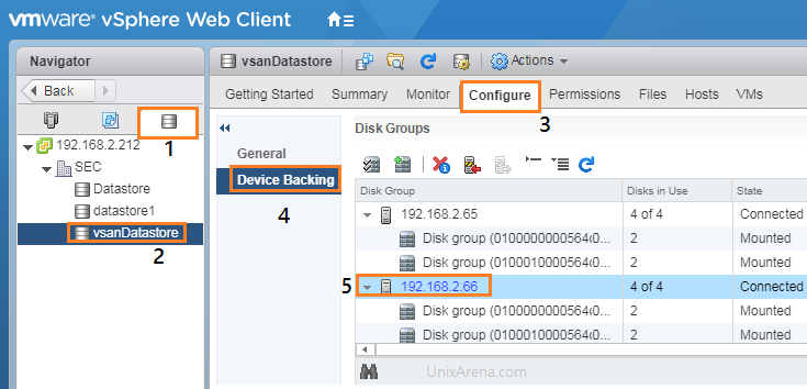 vSAN - Datastore Configure - Device Backing