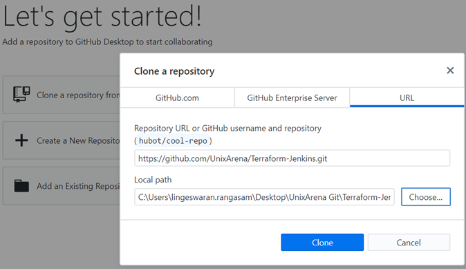 GitHub Desktop - Clone a repository