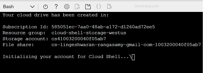 Initializing account for Cloud Shell