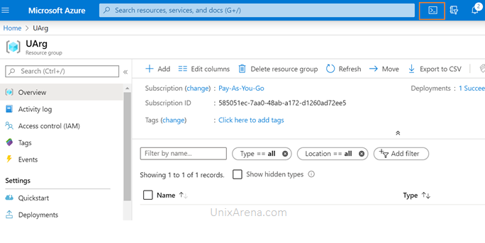 Launch Azure Cloud shell