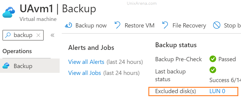 Azure backup - excluded disks