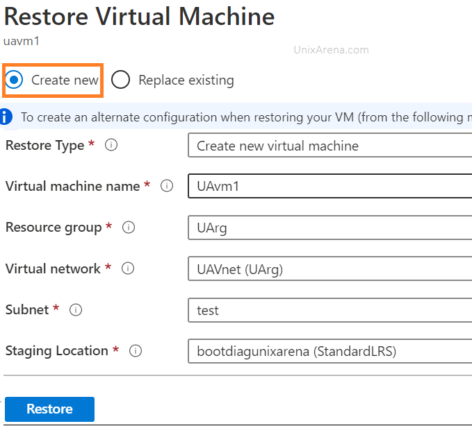 Restore virtual machine - by Creating new VM