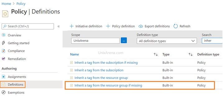 Policy - Inherit a tag from resource group if missing