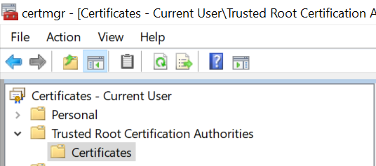 Locate Trusted root certificate 