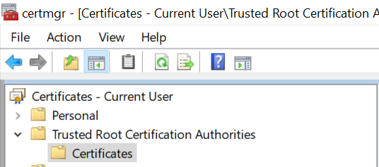 Locate Trusted root certificate