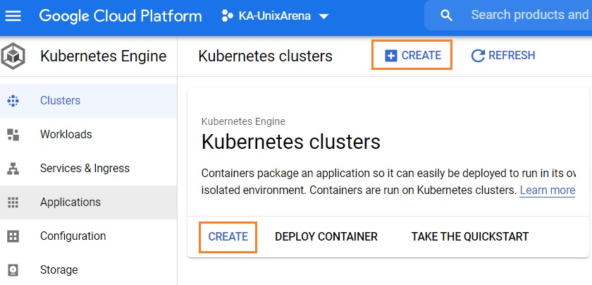 Create Kubernetes cluster GKE - GCP