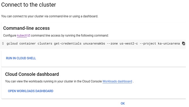 GKE connect - command line access