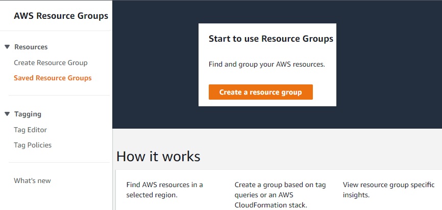 Create a resource group - AWS