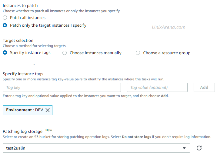 Instances to Patch - Target Environment