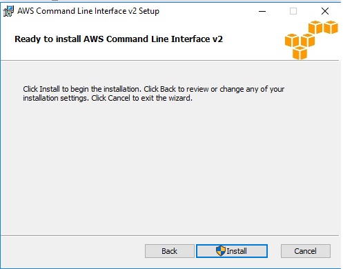 Click install to begin the installation - awscli