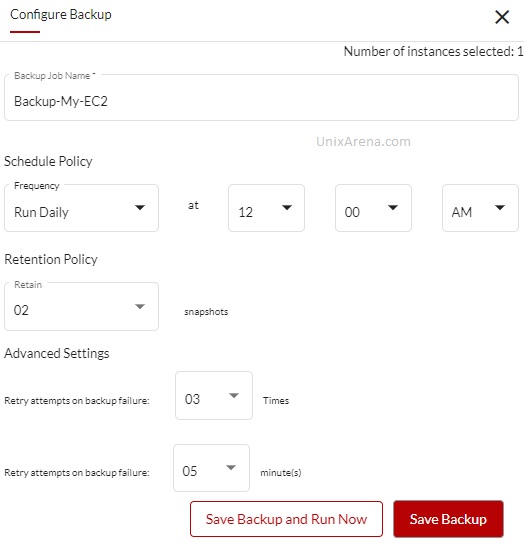 Backup - Job Name and Schedule Policy