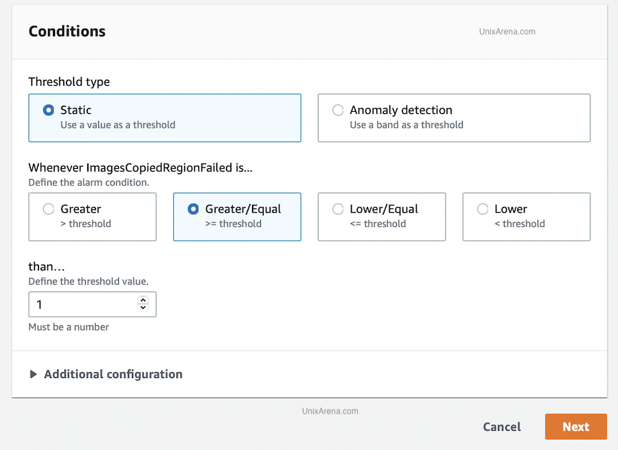 Conditions - Image Failure thershold - Cloudwatch