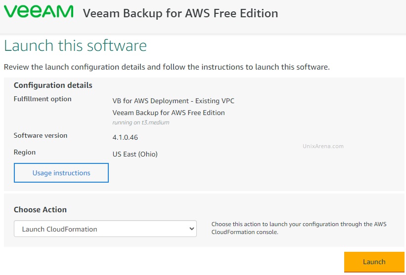 Launch - Veeam Backup software