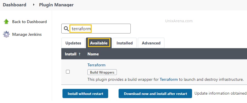 Search for terraform plugin