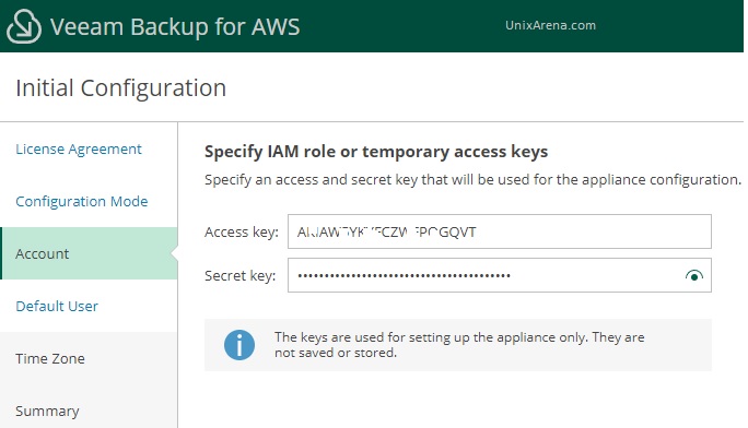 Specify IAM role or access keys