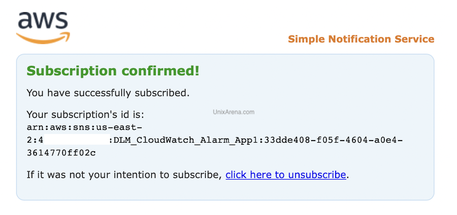 Subscription confirmation - Cloudwatch