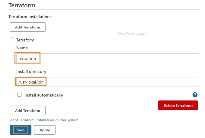 Terraform plugin configuration