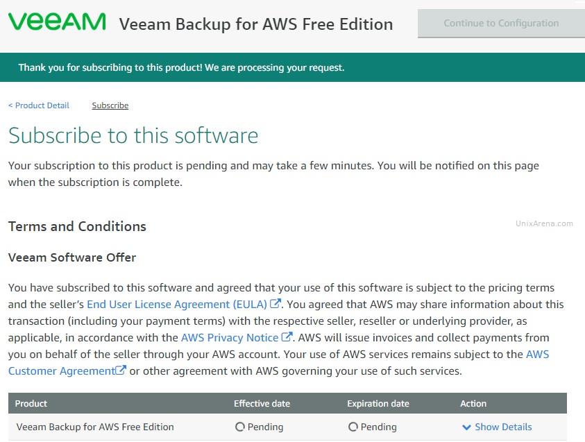 Veeam Backup for AWS - Processing