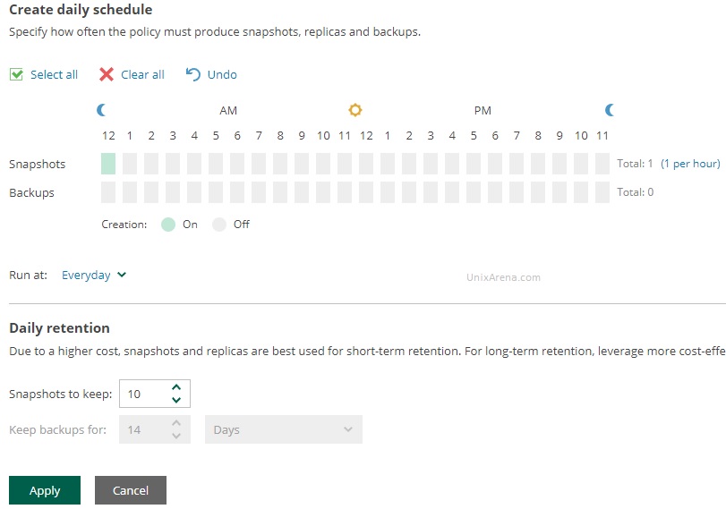 Create daily schedule - Policy