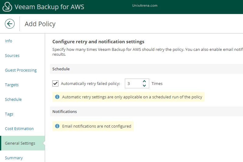 General settings - veeam