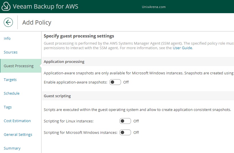Guest Processing - Application aware snapshots