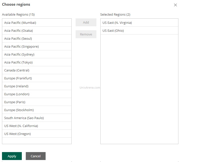 Select Veeam Regions