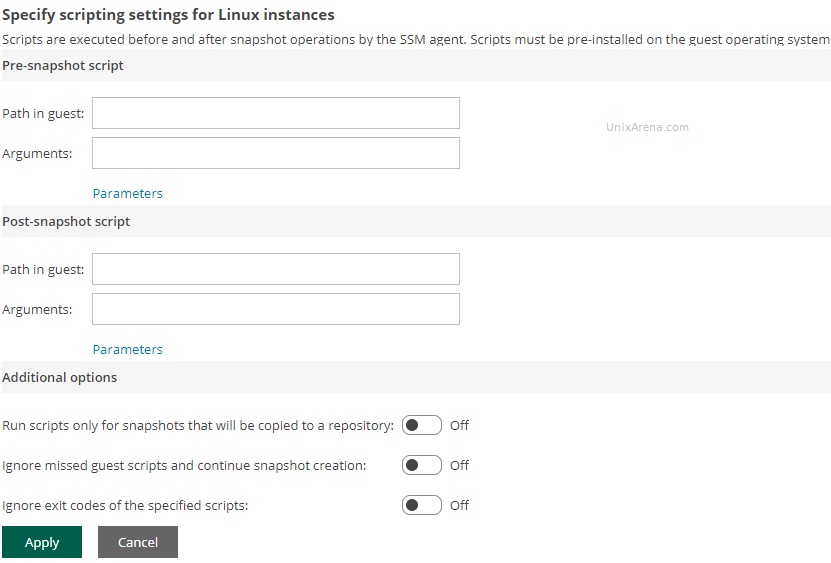 Specify scripting settings for Linux instances