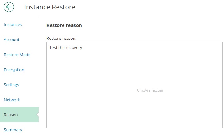Update the restore reason